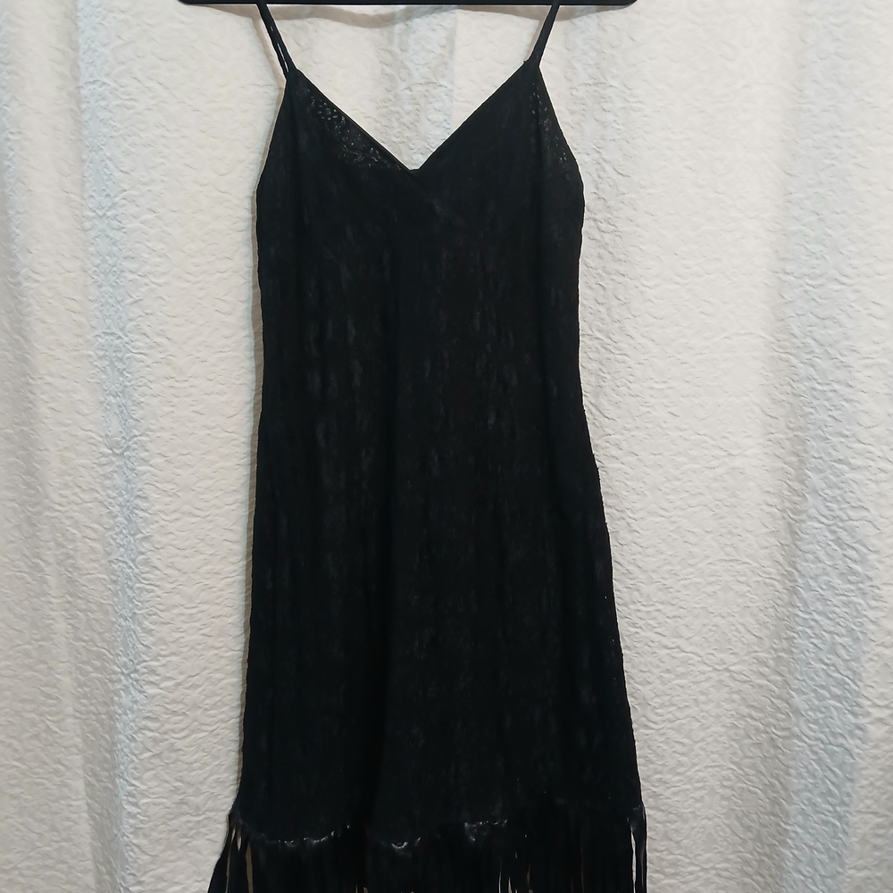 Frederick's of Hollywood Black Slip Dress Spaghetti Strap V-Neck